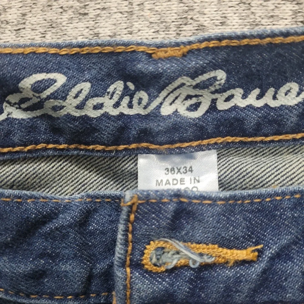 Eddie Bauer Mens Regular Fit Straight Leg Dark Wash Denim Jeans FLAW 36x34